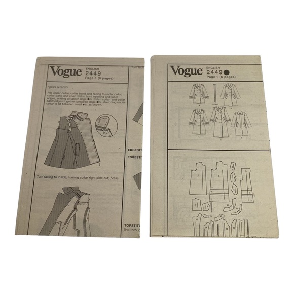 Vogue 2449 Misses' Fitted, A-Line Coat Misses' Size 6-8-10 Uncut Sewing … - Picture 6 of 7